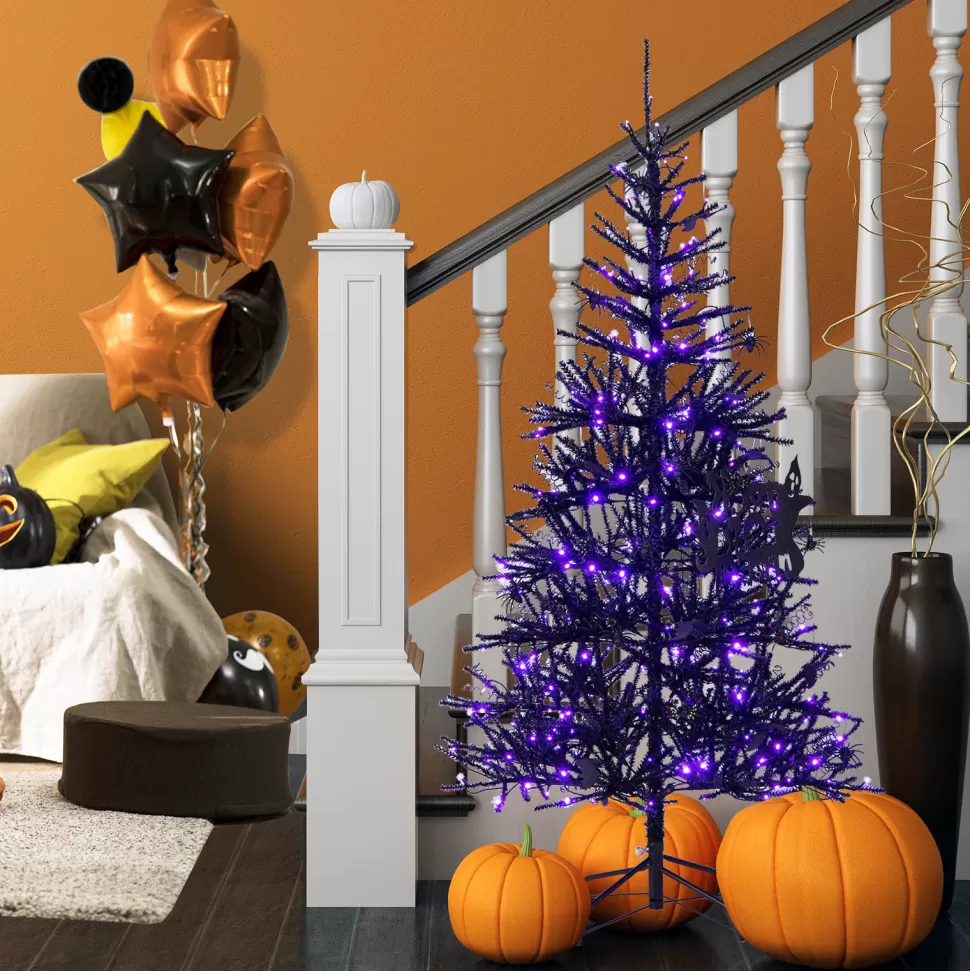 Flash Sale The Holiday Aisle 72" H Black Pine Feather Christmas Tree With 250 Led Lights