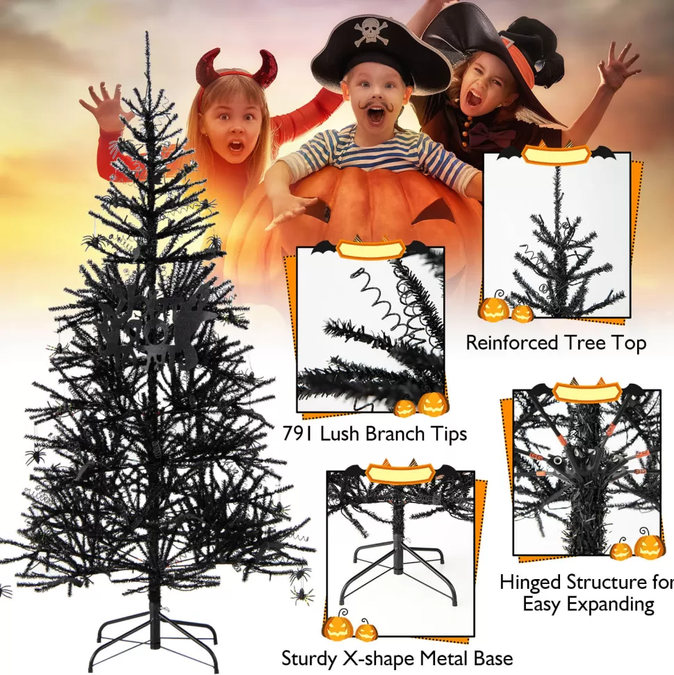 Flash Sale The Holiday Aisle 72" H Black Pine Feather Christmas Tree With 250 Led Lights