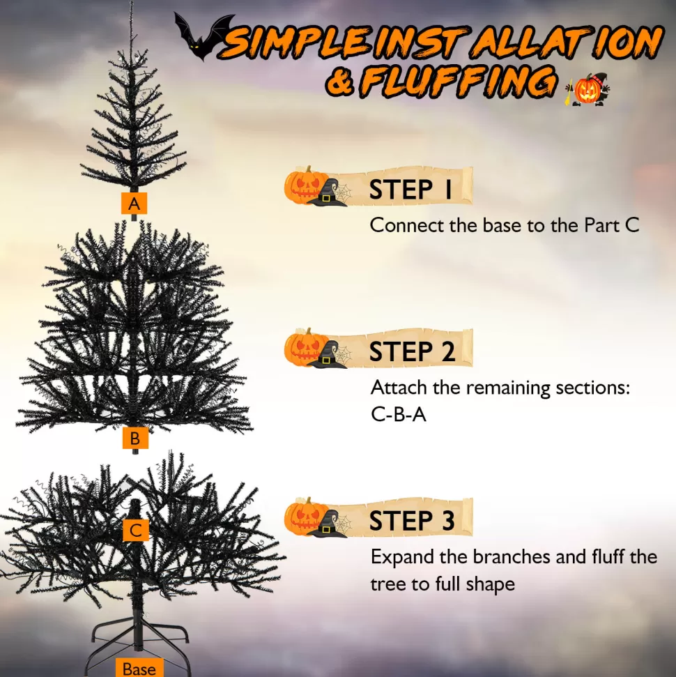 Flash Sale The Holiday Aisle 72" H Black Pine Feather Christmas Tree With 250 Led Lights
