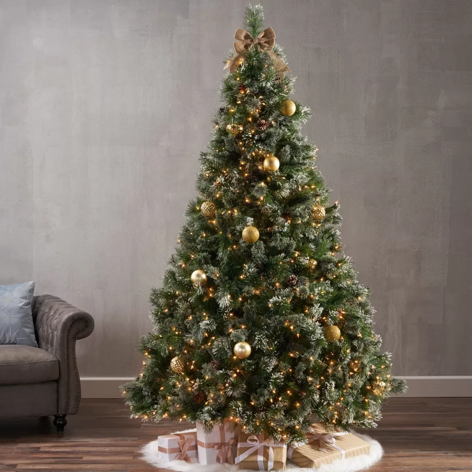 Shop The Holiday Aisle 7.5' Frosted Green Pine And Spruce Artificial Christmas Tree With 1000 Clear/White Lights