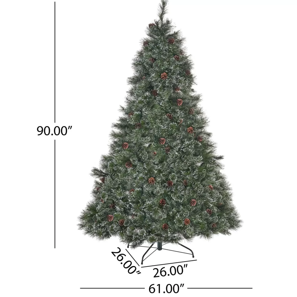 Shop The Holiday Aisle 7.5' Frosted Green Pine And Spruce Artificial Christmas Tree With 1000 Clear/White Lights