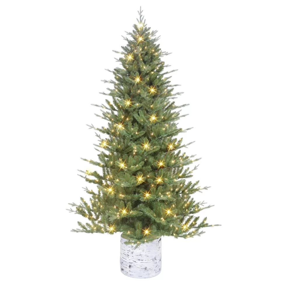 Sale The Holiday Aisle 7.5 Ft Pe/Pvc Potted Tree, 1534 Tips, 450 Ul Clear Incandescent Lights