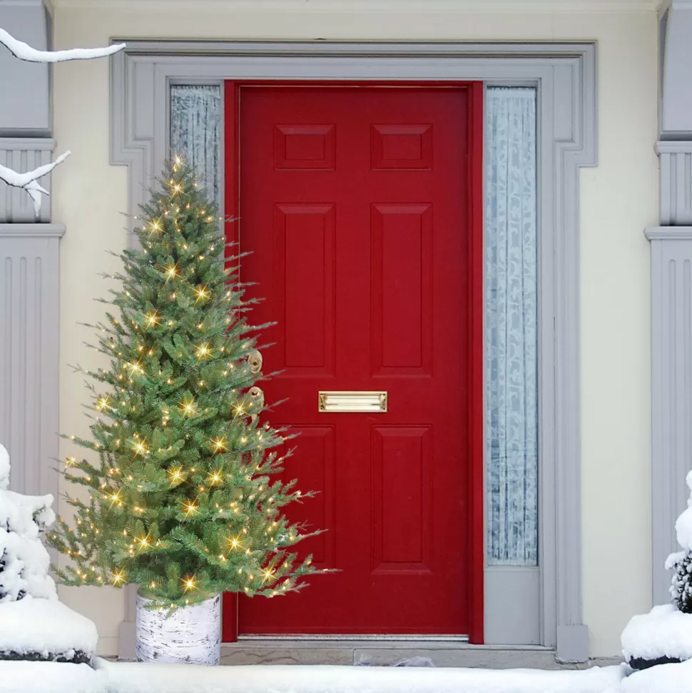 Sale The Holiday Aisle 7.5 Ft Pe/Pvc Potted Tree, 1534 Tips, 450 Ul Clear Incandescent Lights