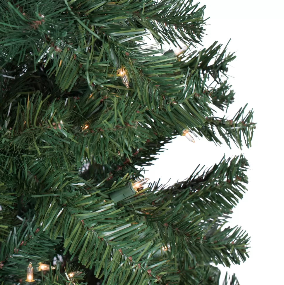 Shop The Holiday Aisle 7.5' Green Artificial Christmas Tree With Multi-Colored Led Lights With Stand