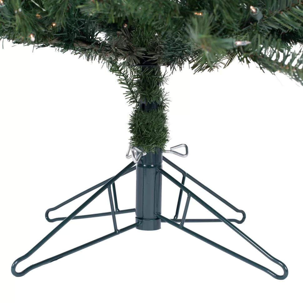 Shop The Holiday Aisle 7.5' Green Artificial Christmas Tree With Multi-Colored Led Lights With Stand