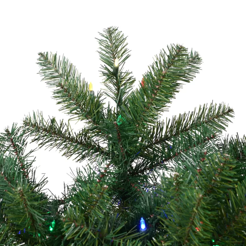 Shop The Holiday Aisle 7.5' Green Artificial Christmas Tree With Multi-Colored Led Lights With Stand