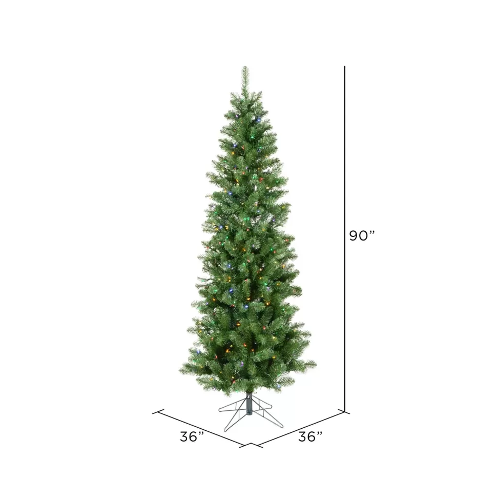 Shop The Holiday Aisle 7.5' Green Artificial Christmas Tree With Multi-Colored Led Lights With Stand