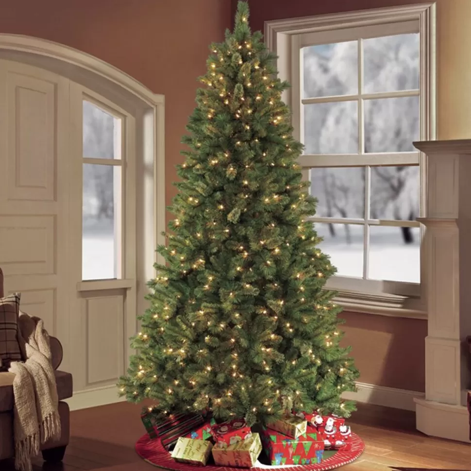 Cheap Puleo International 7.5' Green Pine Christmas Tree With 600 Warm White Lights