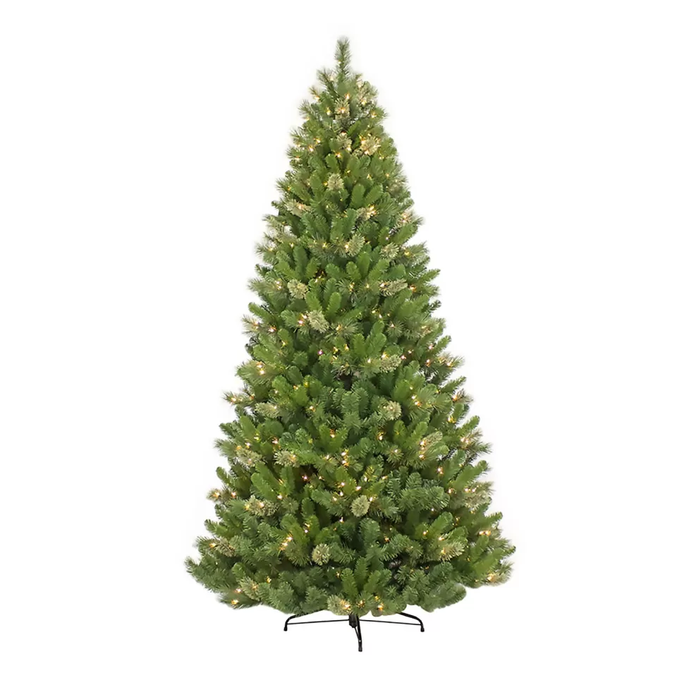 Cheap Puleo International 7.5' Green Pine Christmas Tree With 600 Warm White Lights
