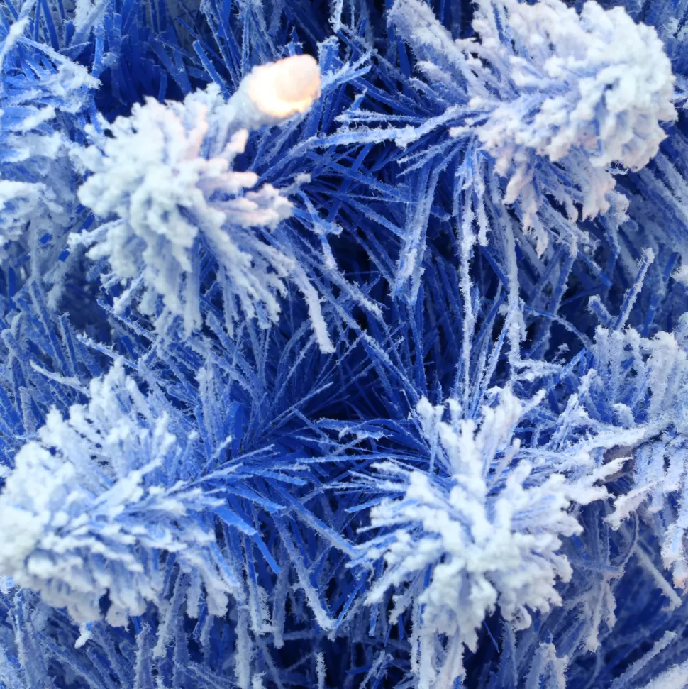 New The Holiday Aisle 7'5" H Slender Blue Fir Flocked/Frosted Christmas Tree With 300 Lights