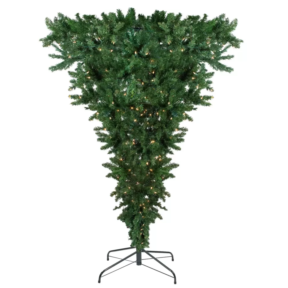 Store Northlight Seasonal 7.5' Pre-Lit Green Spruce Artificial Upside Down Christmas Tree - Clear Lights