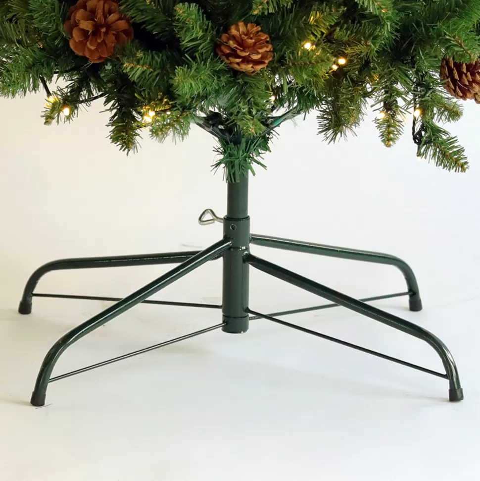 Shop The Holiday Aisle 7.5Ft Artificial Slim Christmas Tree With Cones And Berries And 300 Warm White Lights