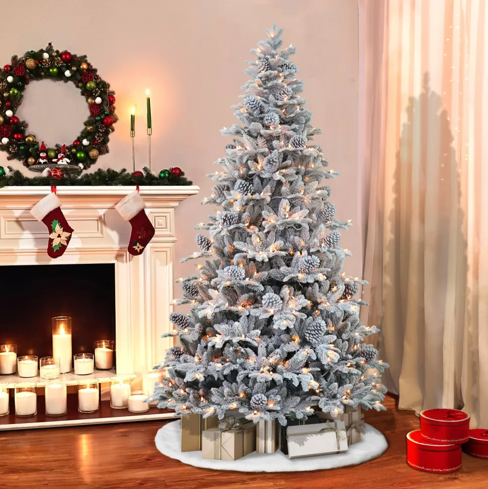 Cheap The Holiday Aisle 7'6" H Green Realistic Artificial Pine Frosted Christmas Tree With 450 Lights