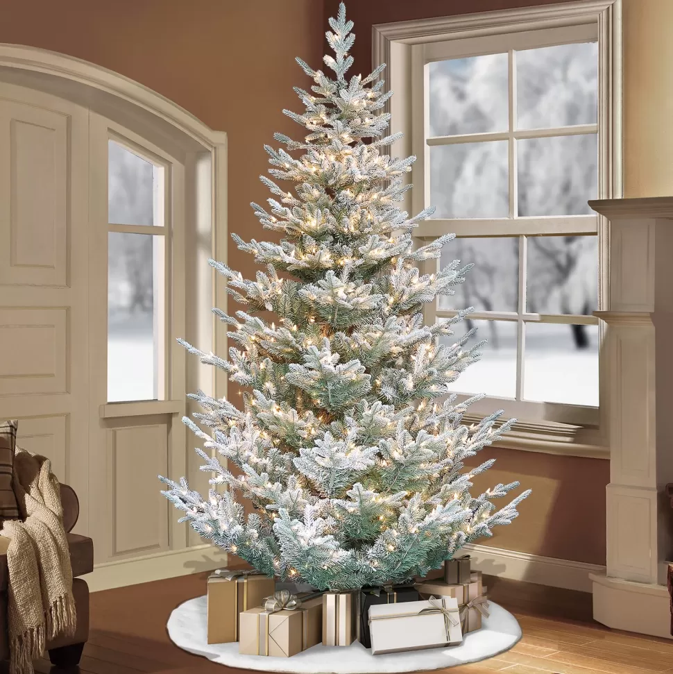 Cheap The Holiday Aisle 7'6" H Green Realistic Artificial Spruce Frosted Christmas Tree With 450 Lights