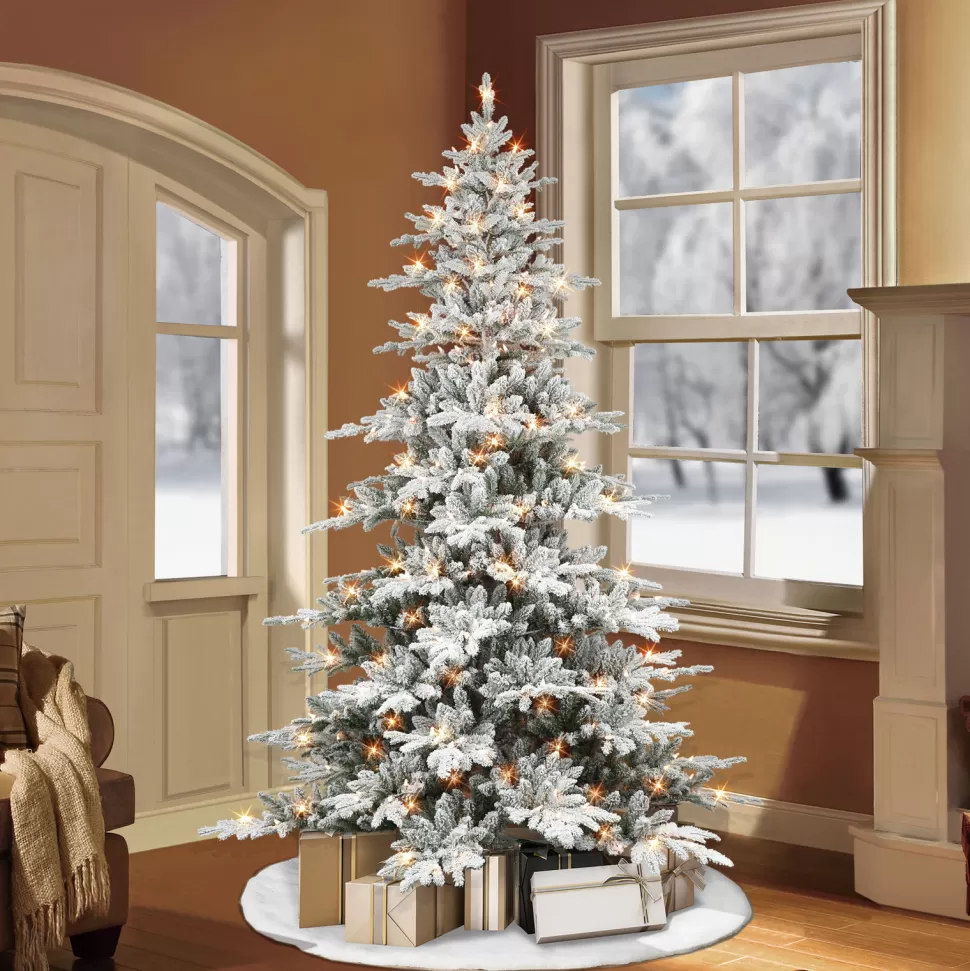 Best Sale The Holiday Aisle 78" H Green Pvc & Pe Blend Fir Flocked/Frosted Christmas Tree With 350 Lights