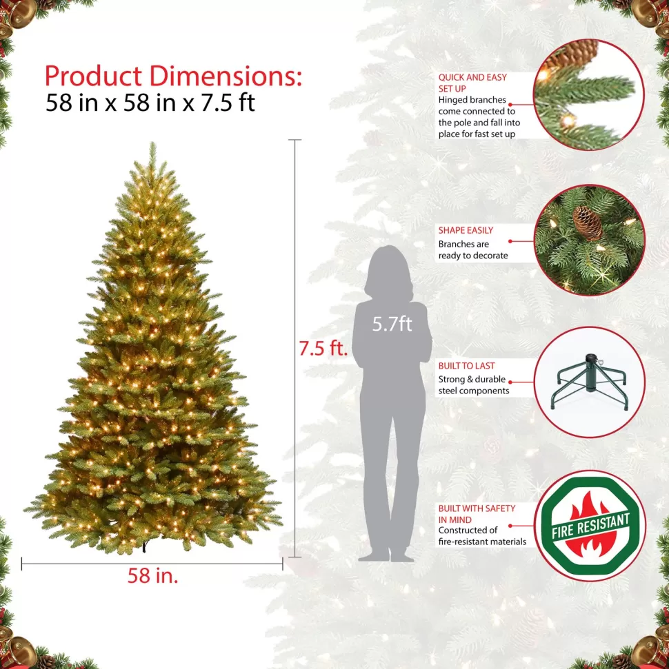 New The Holiday Aisle 7' 6" H Green Fir Christmas Tree With 400 Led Lights