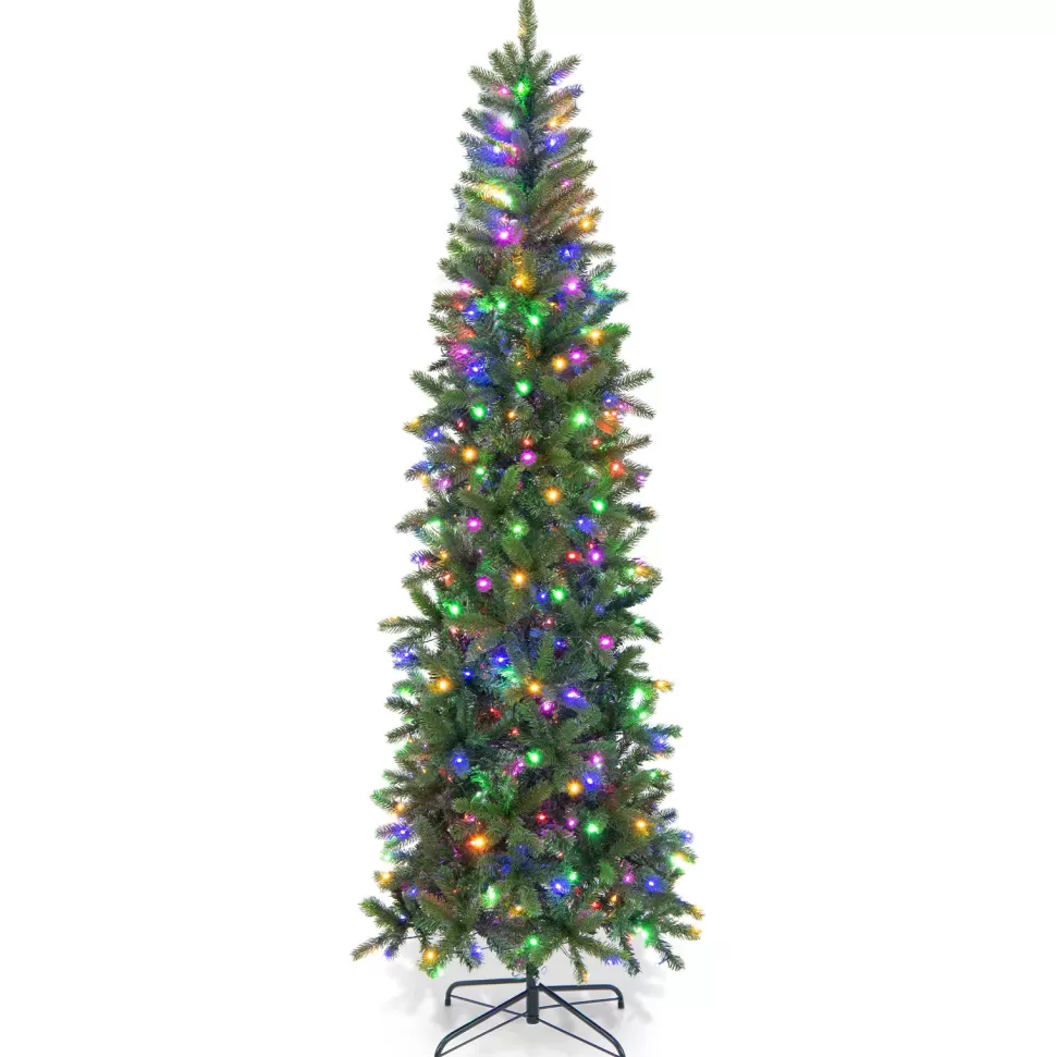 Online The Holiday Aisle 7' 6'' H Slender Green Realistic Artificial Spruce Christmas Tree With 350 Led Lights