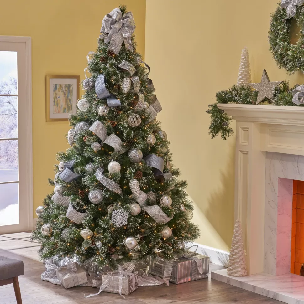 Best The Holiday Aisle 7' Frosted Green Pine Artificial Christmas Tree With 900 Clear Lights