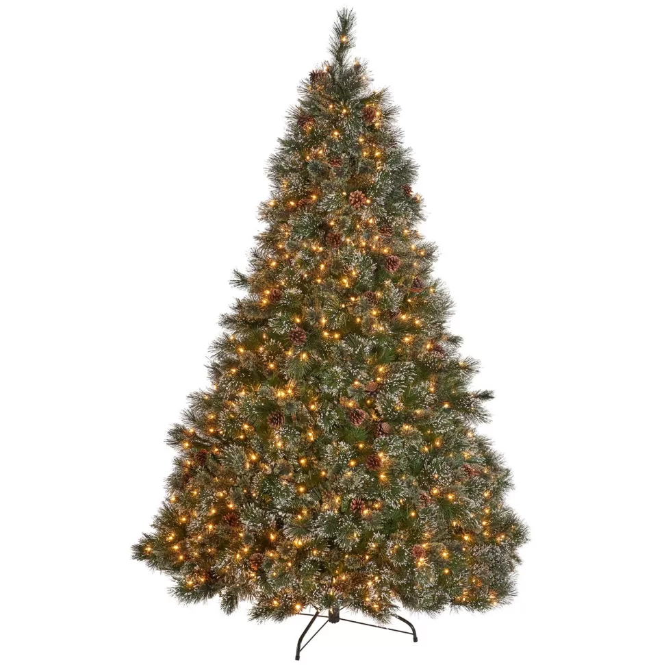 Best The Holiday Aisle 7' Frosted Green Pine Artificial Christmas Tree With 900 Clear Lights