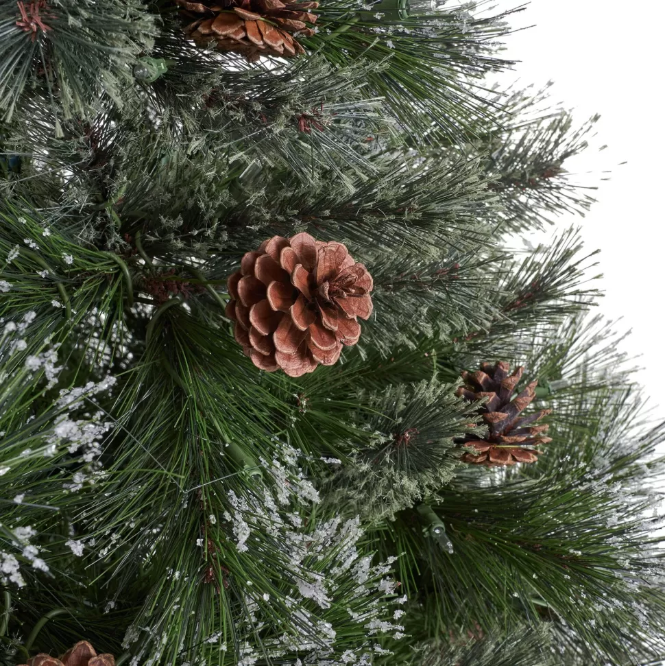 Best The Holiday Aisle 7' Frosted Green Pine Artificial Christmas Tree With 900 Clear Lights