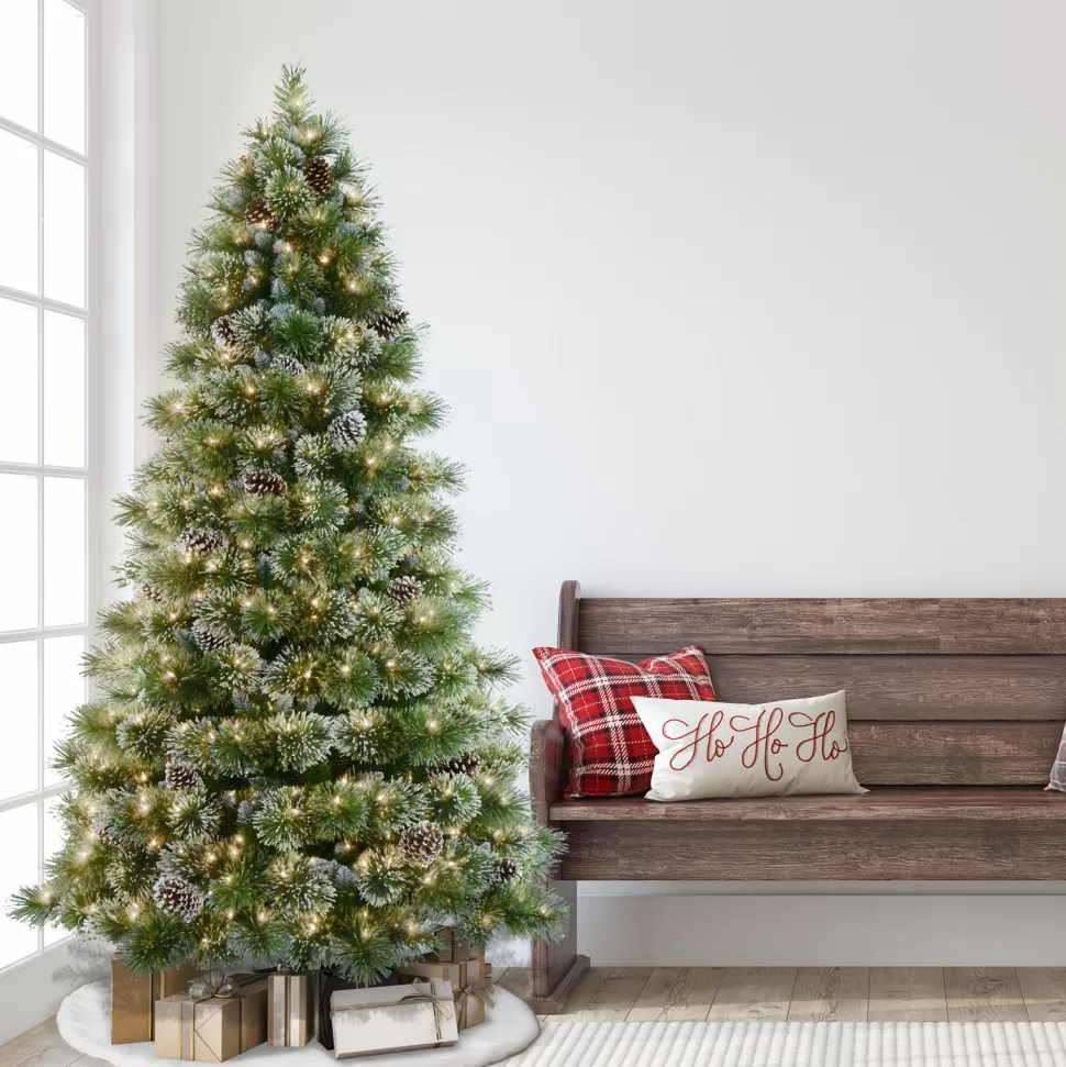 Best The Holiday Aisle 7' H Slender Green Pine Christmas Tree With 400 Lights