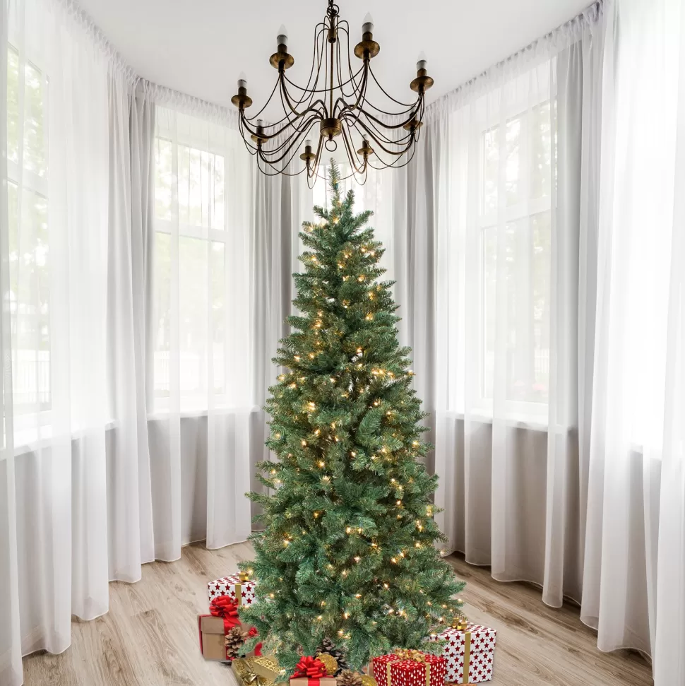 New Andover Mills 7' Slender Green Realistic Artificial Douglas Fir Christmas Tree With 300 Clear Lights