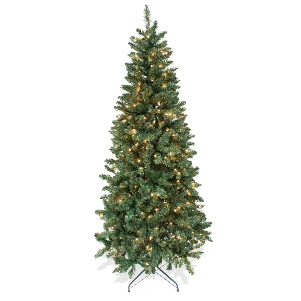 New Andover Mills 7' Slender Green Realistic Artificial Douglas Fir Christmas Tree With 300 Clear Lights