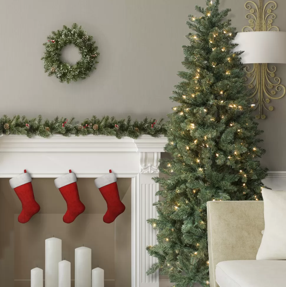 New Andover Mills 7' Slender Green Realistic Artificial Douglas Fir Christmas Tree With 300 Clear Lights