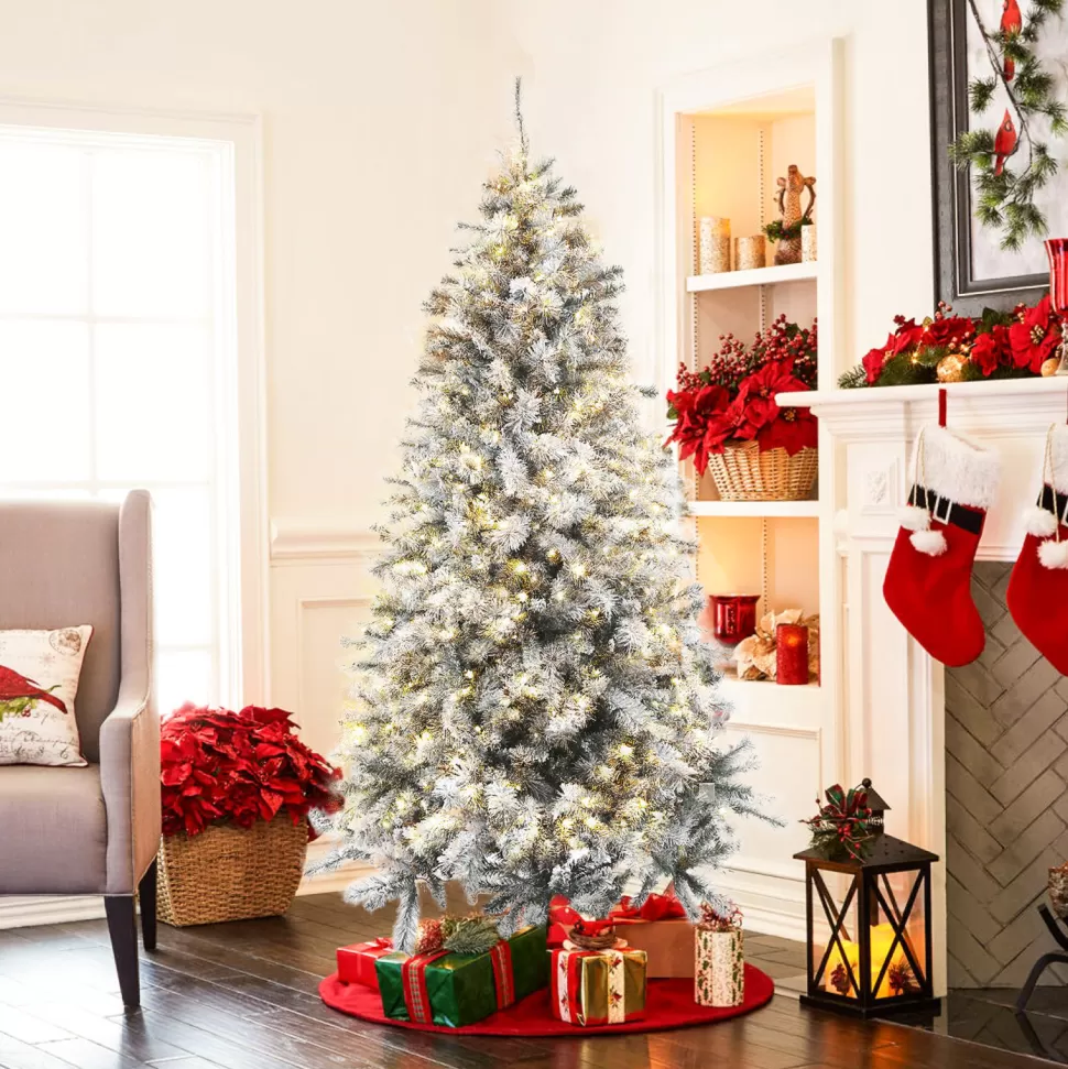 Sale The Holiday Aisle 7' White/Green Fir Artificial Christmas Tree With 400 Clear/White Lights