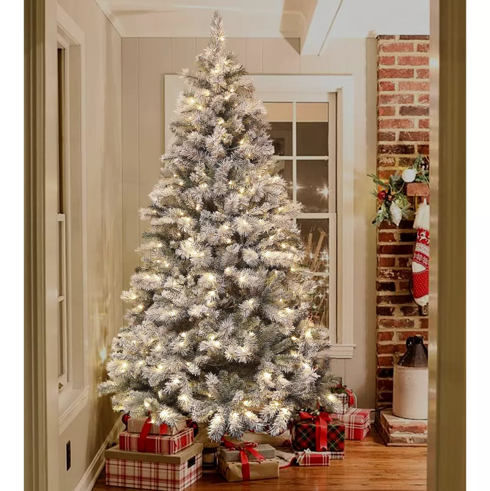 Sale The Holiday Aisle 7' White/Green Fir Artificial Christmas Tree With 400 Clear/White Lights
