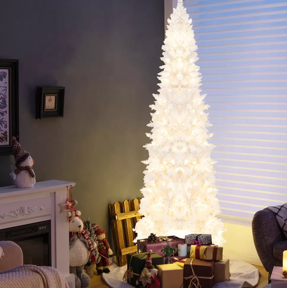 Sale The Holiday Aisle 84'' H White Artificial Hinged Christmas Tree With 300 Lights