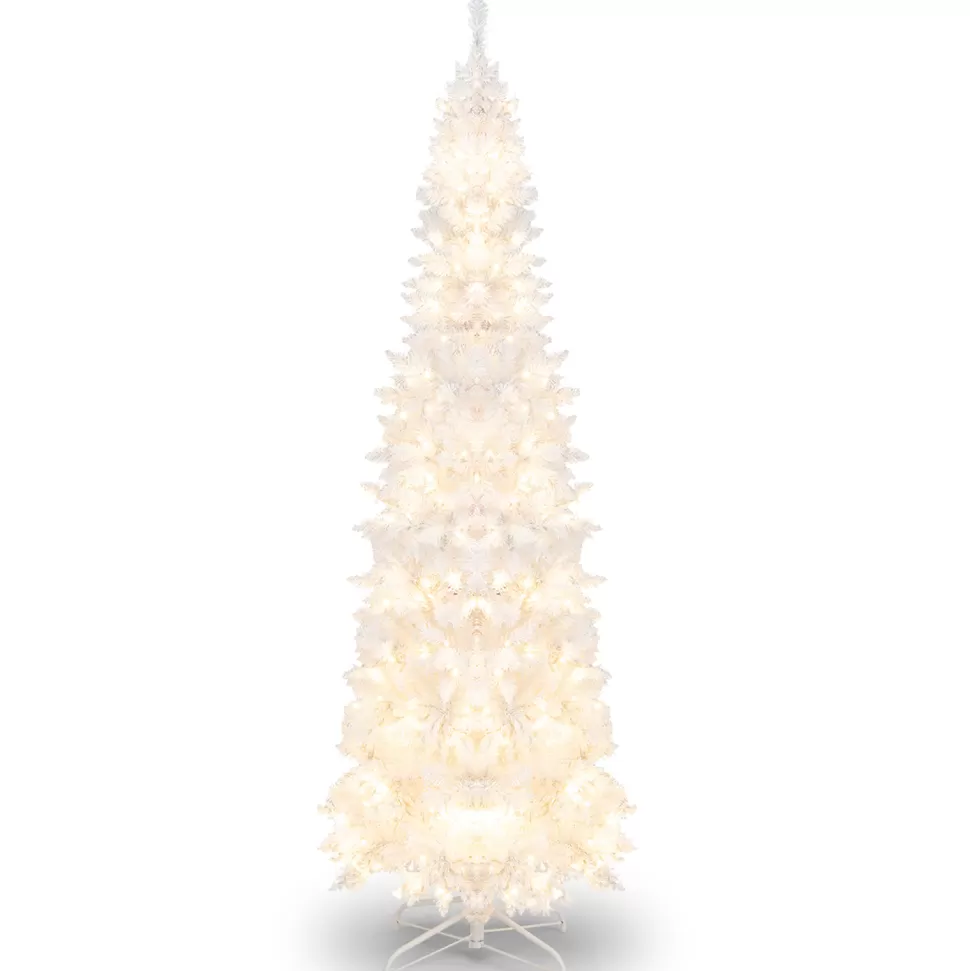 Sale The Holiday Aisle 84'' H White Artificial Hinged Christmas Tree With 300 Lights