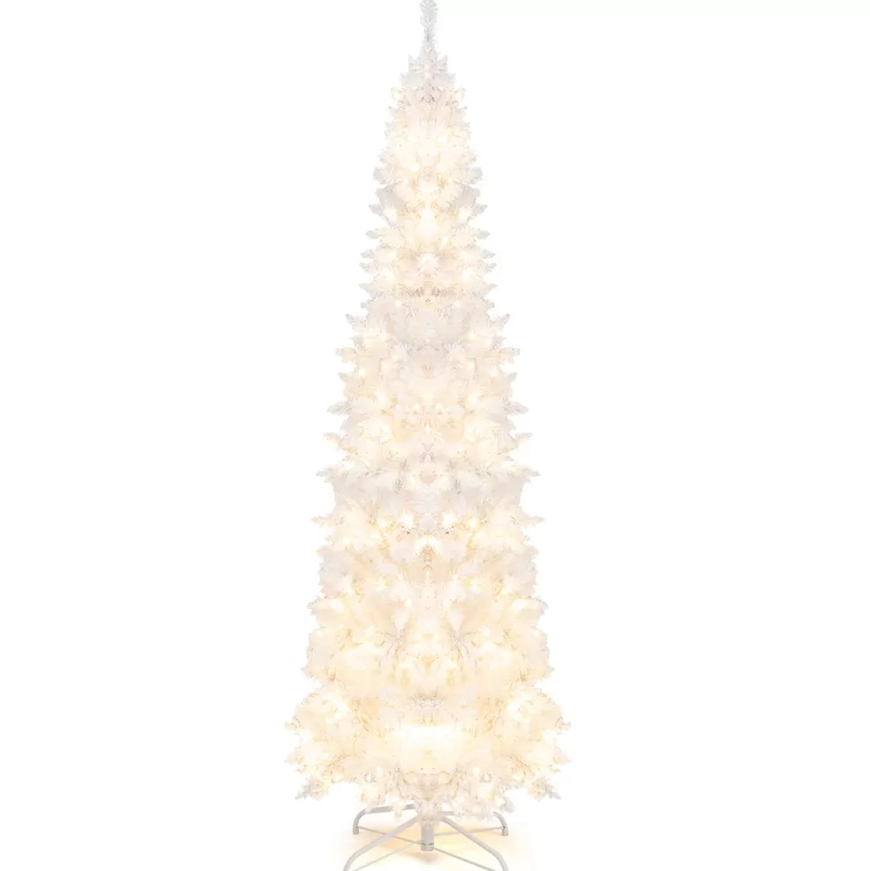 Sale The Holiday Aisle 84'' H White Artificial Hinged Christmas Tree With 300 Lights