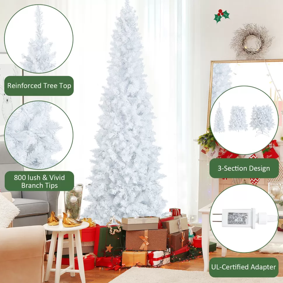 Sale The Holiday Aisle 84'' H White Artificial Hinged Christmas Tree With 300 Lights