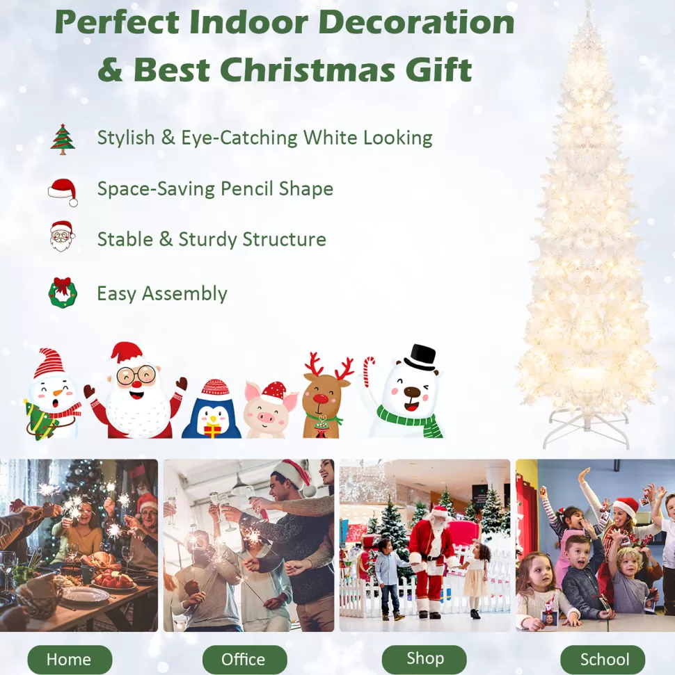 Sale The Holiday Aisle 84'' H White Artificial Hinged Christmas Tree With 300 Lights