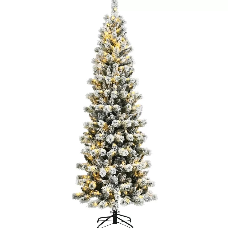 New The Holiday Aisle 8' H Slender White Flocked Christmas Tree With 350 Led Lights
