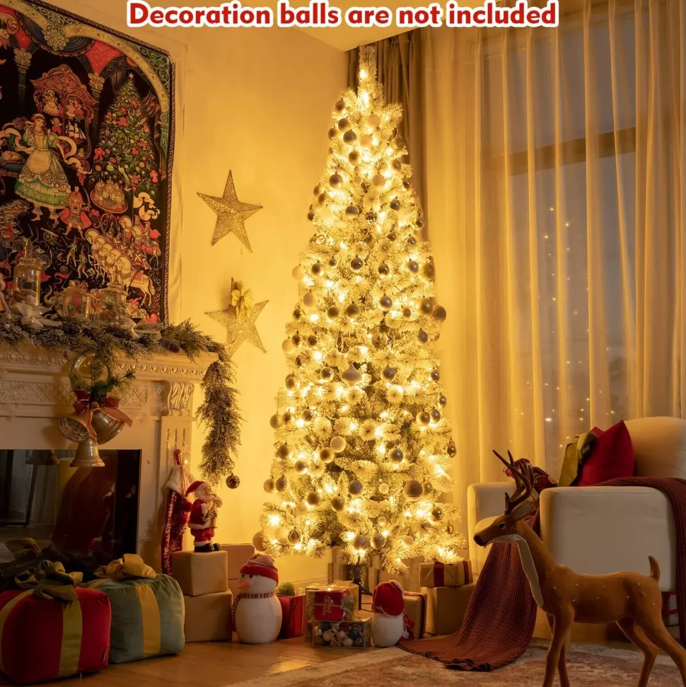 New The Holiday Aisle 8' H Slender White Flocked Christmas Tree With 350 Led Lights