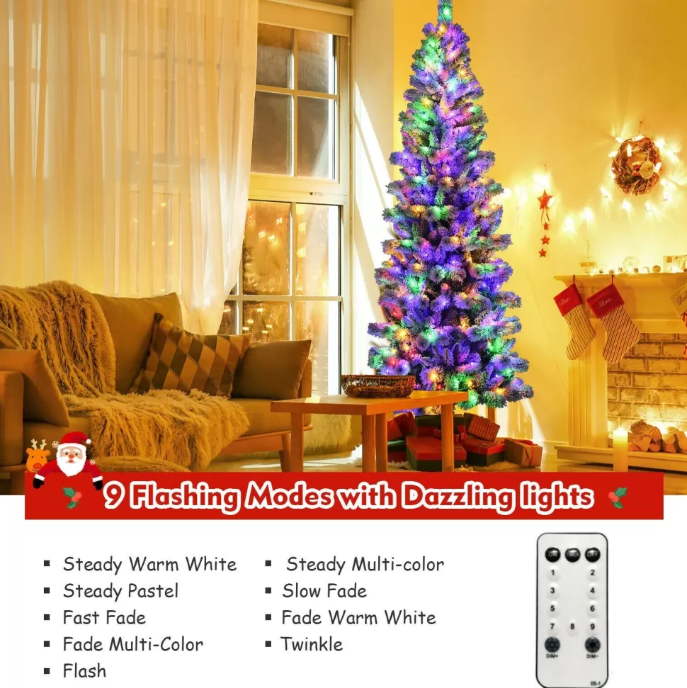 New The Holiday Aisle 8' H Slender White Flocked Christmas Tree With 350 Led Lights