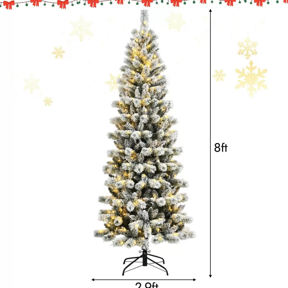 New The Holiday Aisle 8' H Slender White Flocked Christmas Tree With 350 Led Lights