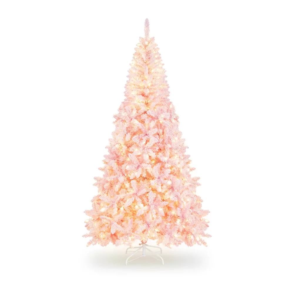 Sale The Holiday Aisle 90" H Pink Pine Feather Christmas Tree With 450 Led Lights