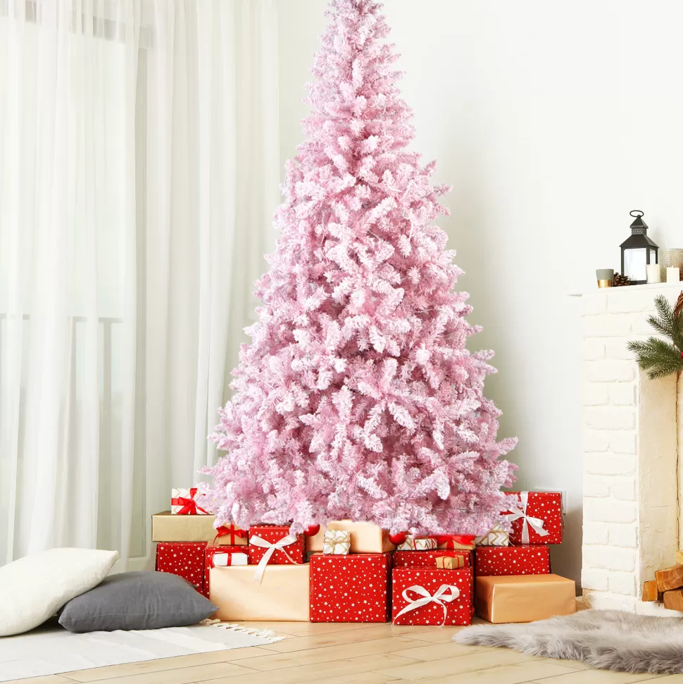 Sale The Holiday Aisle 90" H Pink Pine Feather Christmas Tree With 450 Led Lights