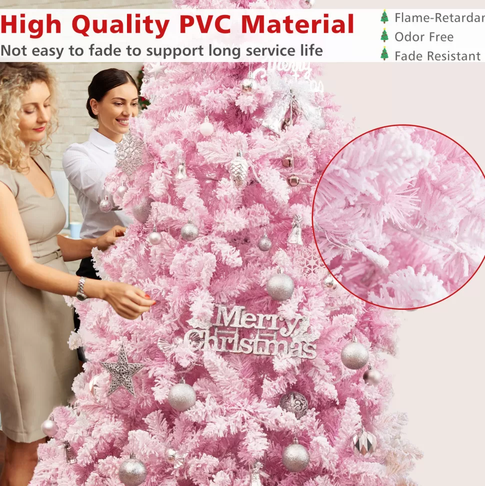 Sale The Holiday Aisle 90" H Pink Pine Feather Christmas Tree With 450 Led Lights