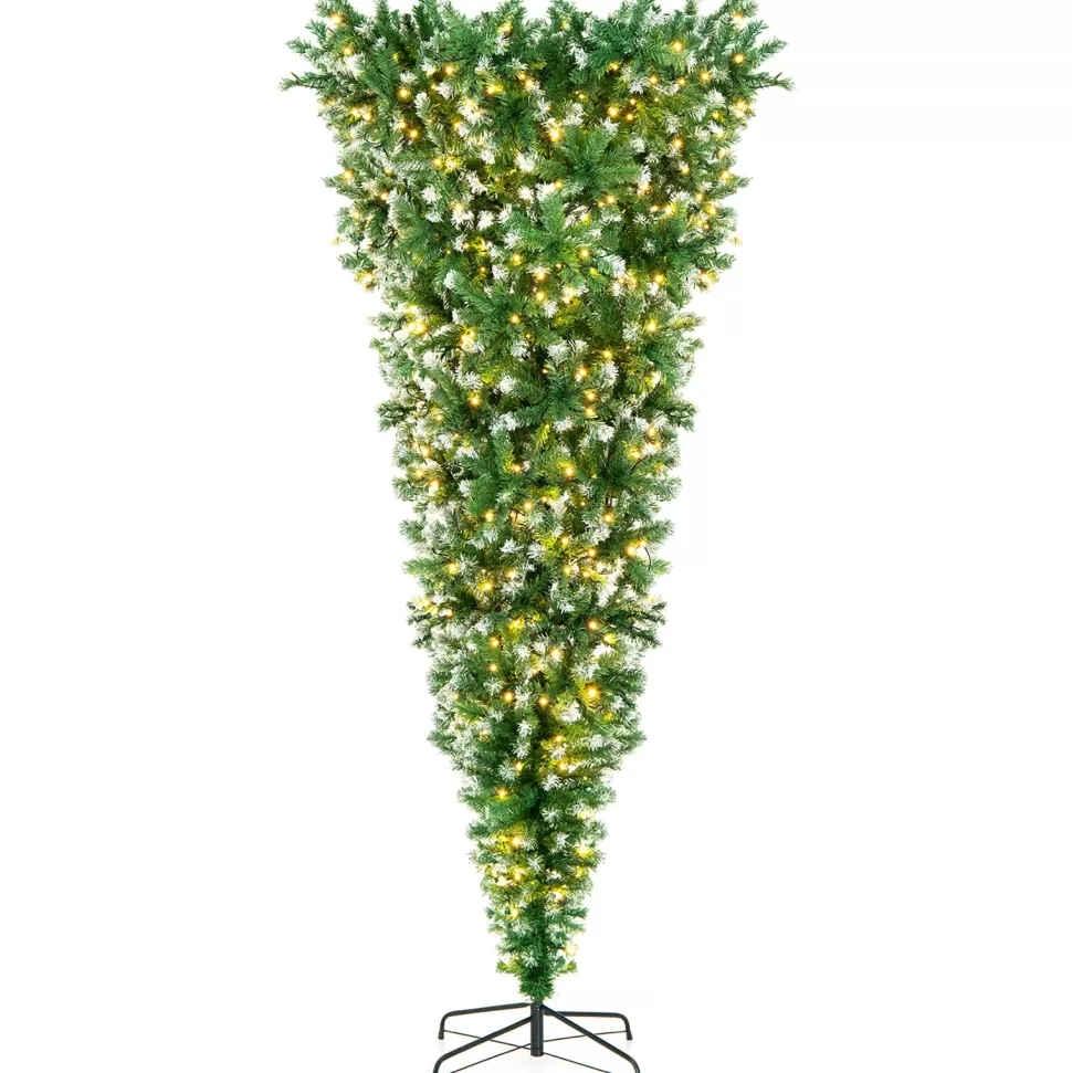 New The Holiday Aisle 90'' H Upside Down Green Artificial Hinged Christmas Tree With 400 Lights