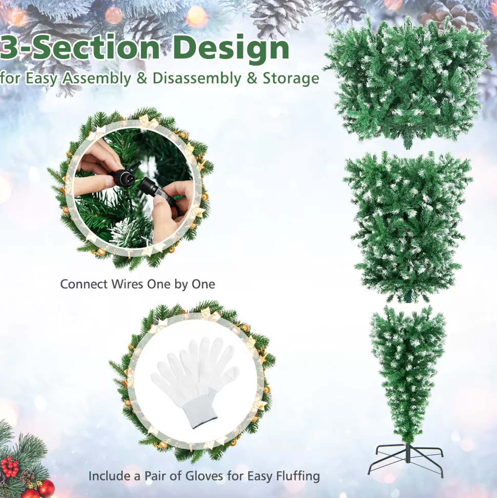 New The Holiday Aisle 90'' H Upside Down Green Artificial Hinged Christmas Tree With 400 Lights