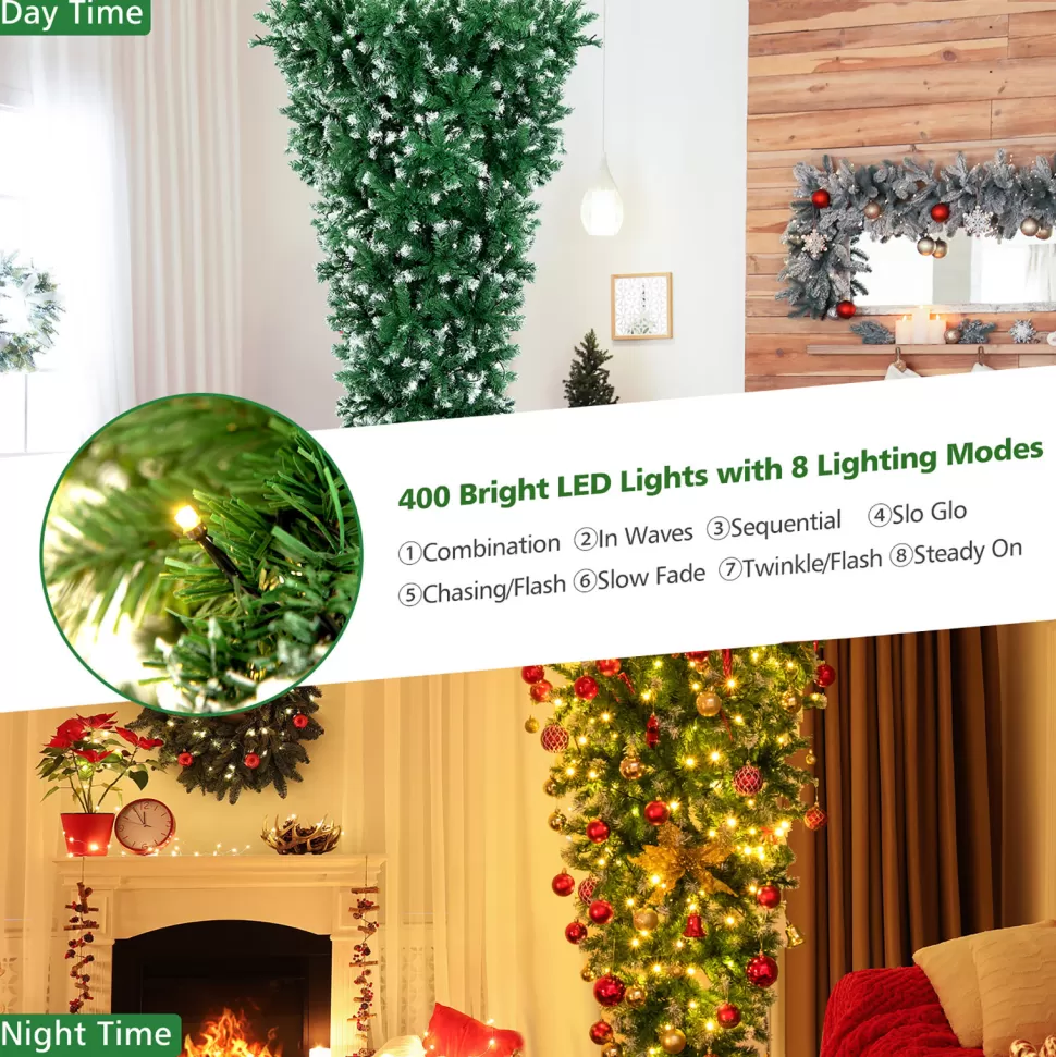 New The Holiday Aisle 90'' H Upside Down Green Artificial Hinged Christmas Tree With 400 Lights