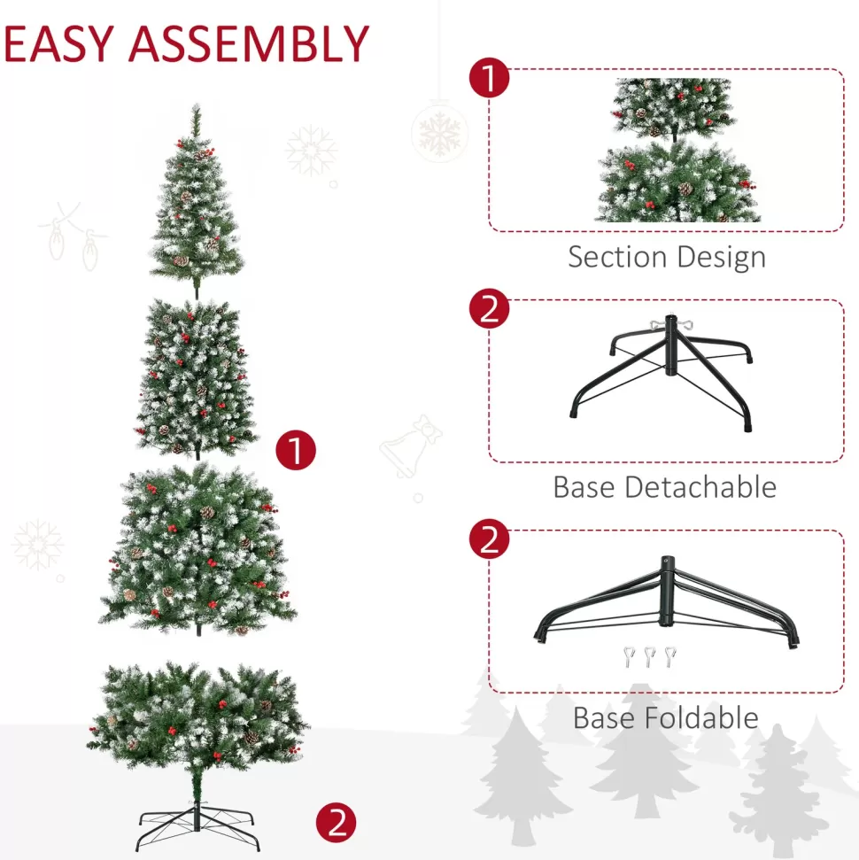 Best The Holiday Aisle 9'' H Slender Green/White Flocked/Frosted Christmas Tree With 300 Led Lights