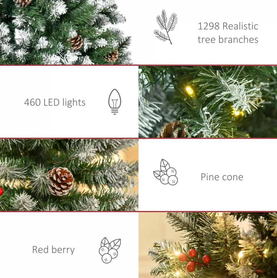 Best The Holiday Aisle 9'' H Slender Green/White Flocked/Frosted Christmas Tree With 300 Led Lights