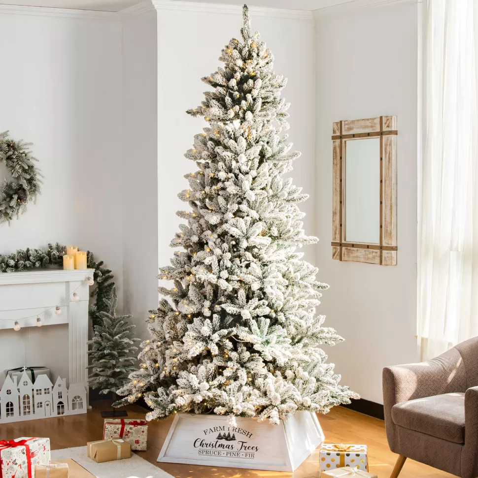 Online The Twillery Co. 9Ft Flocked Fir Artificial Christmas Tree With 650 Warm White Lights