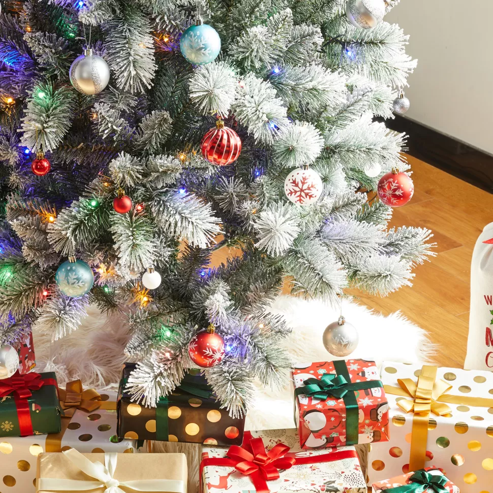 Best The Holiday Aisle 9Ft Slender Flocked/Frosted Artificial Pine Christmas Tree With 450 Led Lights