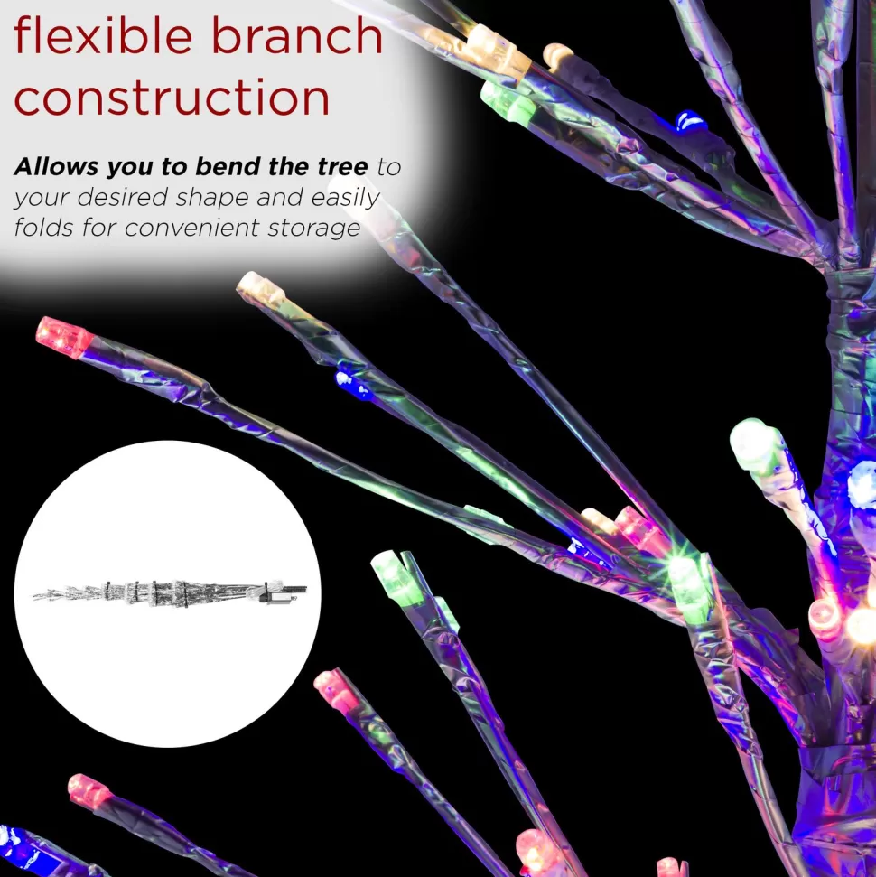 Outlet The Holiday Aisle Bevins 73" H Slender Matte Silver Realistic Artificial Foil Christmas Tree With 360 Led And Pinecones